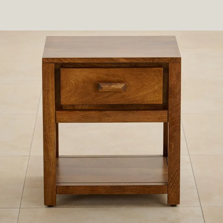 Kalpavriksh Solid Mango Wood Bedside Table with Drawer