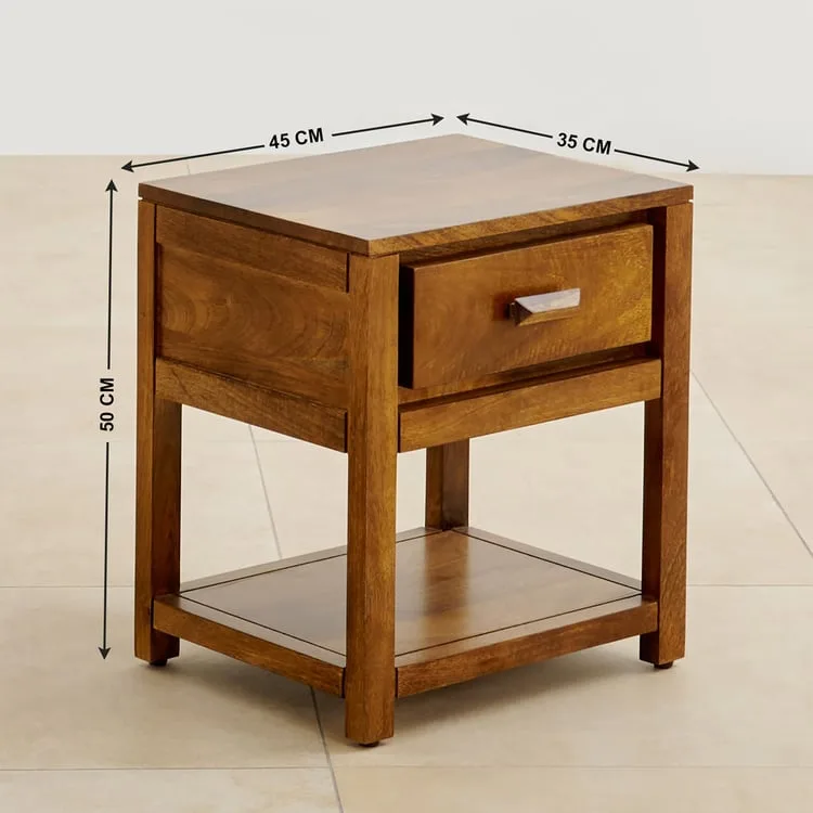 Kalpavriksh Solid Mango Wood Bedside Table with Drawer - Image 3