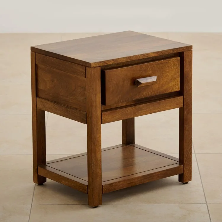 Kalpavriksh Solid Mango Wood Bedside Table with Drawer - Image 2
