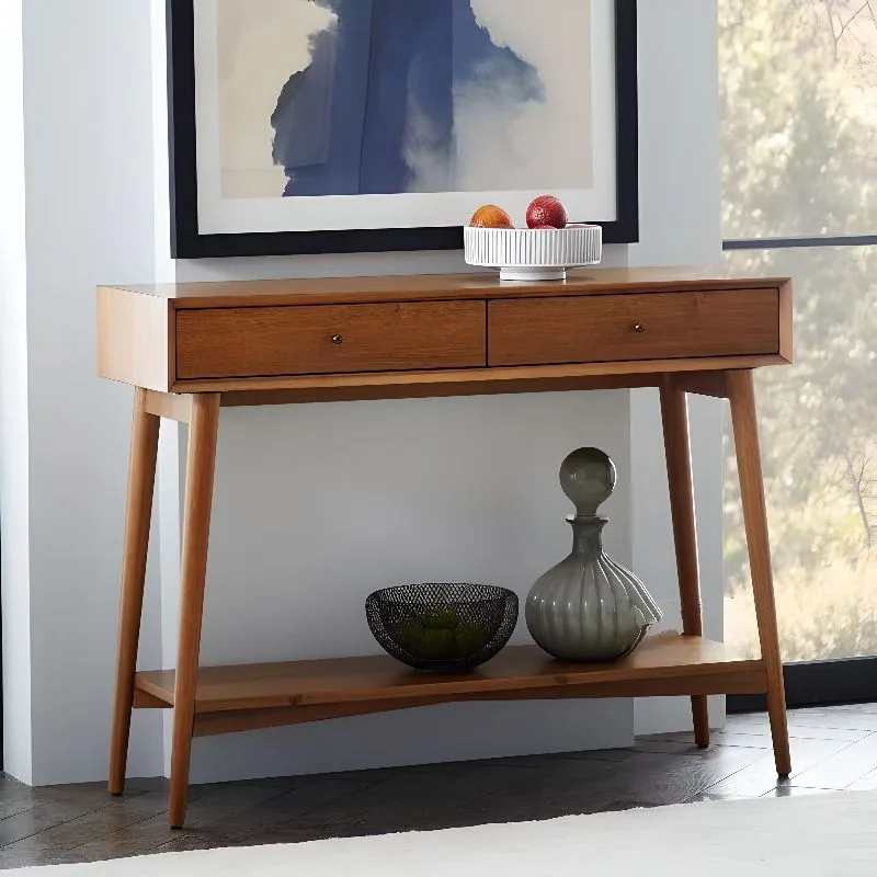 Kalpavriksh Solid Acacia Wood Two Drawer Console Table