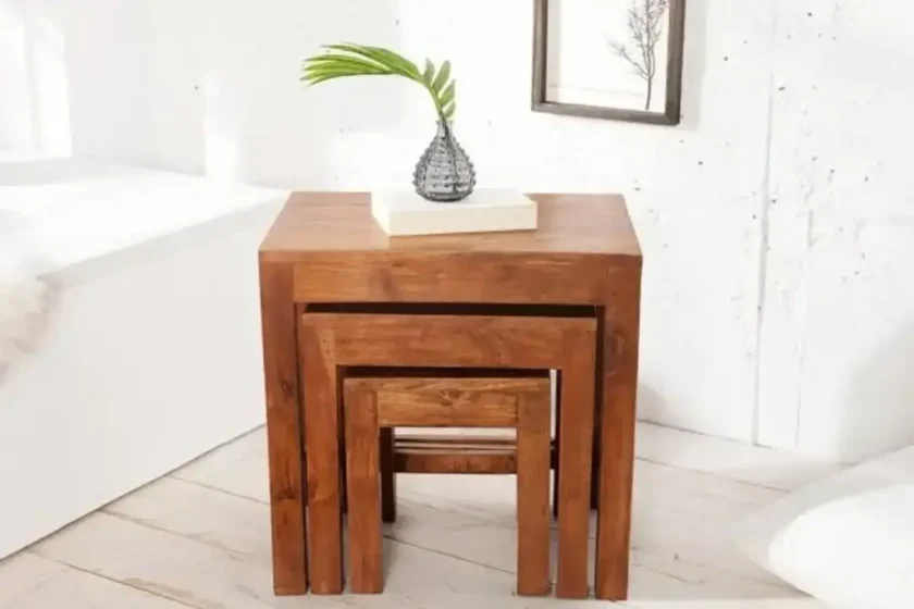 Kalpavriksh Solid Acacia Wood End and Side Table Set of Three