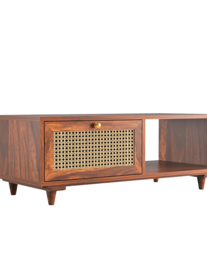 Kalpavriksh Solid Acacia Wood Coffee Table With One Drawer