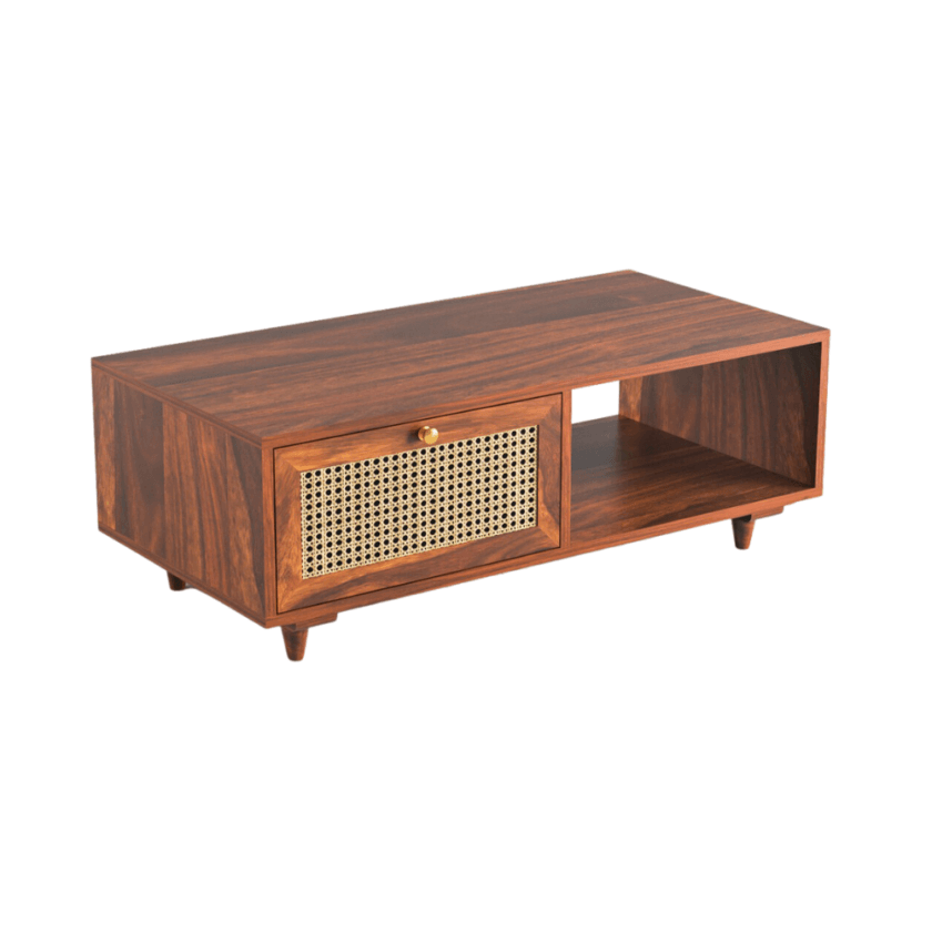 Kalpavriksh Solid Acacia Wood Coffee Table With One Drawer - Image 2