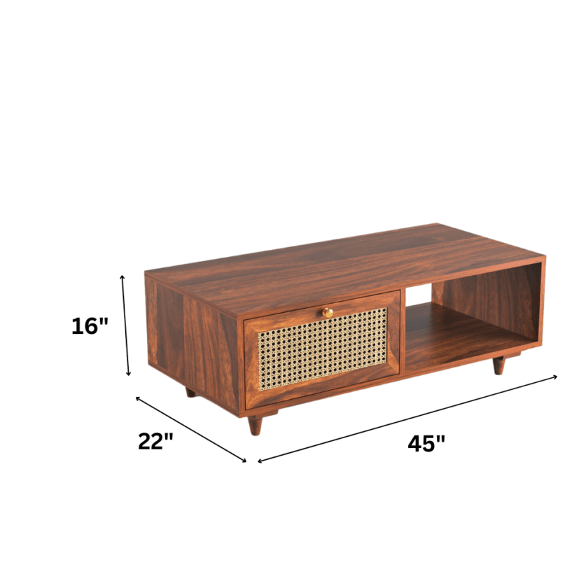 Kalpavriksh Solid Acacia Wood Coffee Table With One Drawer - Image 4