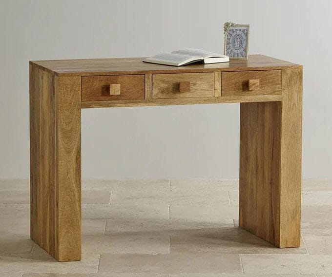 Kalpavriksh Solid Mango Wood Three Drawer Console Table