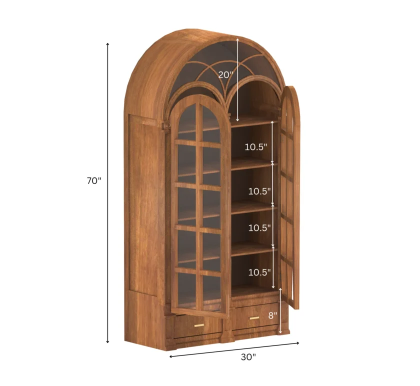 Kalpavriksh Solid Mango Wood Full Sized Crockery Cabinet and Cupboards - Image 4