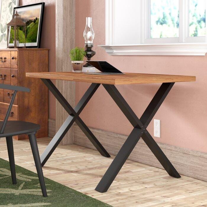 Kalpavriksh Solid Acacia Wood Office Table with Steel Legs