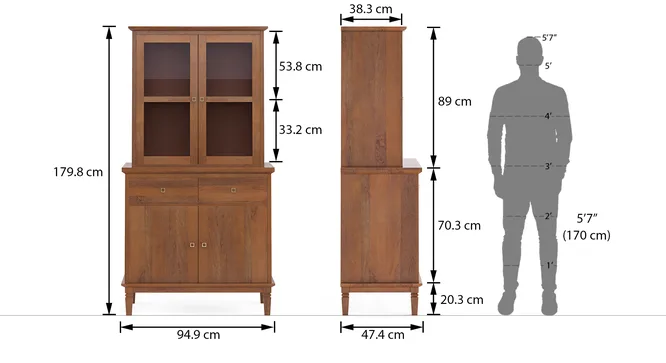 Kalpavriksh Solid Mango Wood  Four Door Crockery Cabinet And Cupboard - Image 4