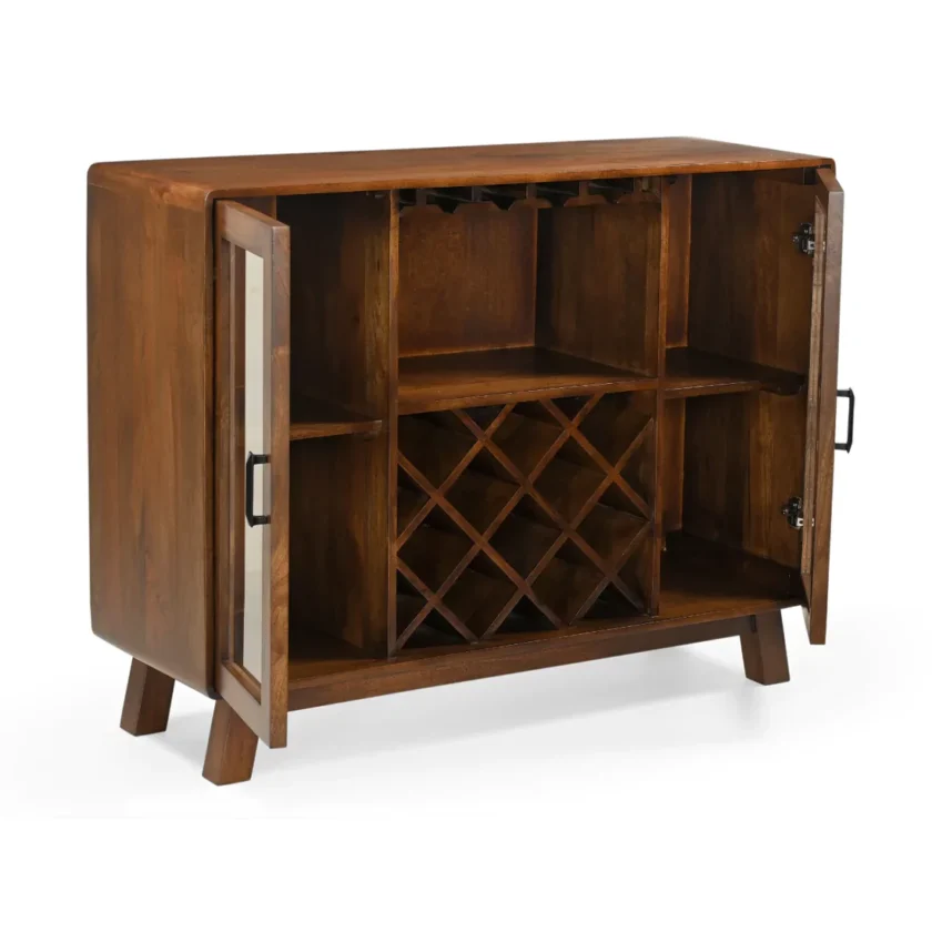 Kalpavriksh Solid Mango Wood Glass door Bar Cabinet - Image 2