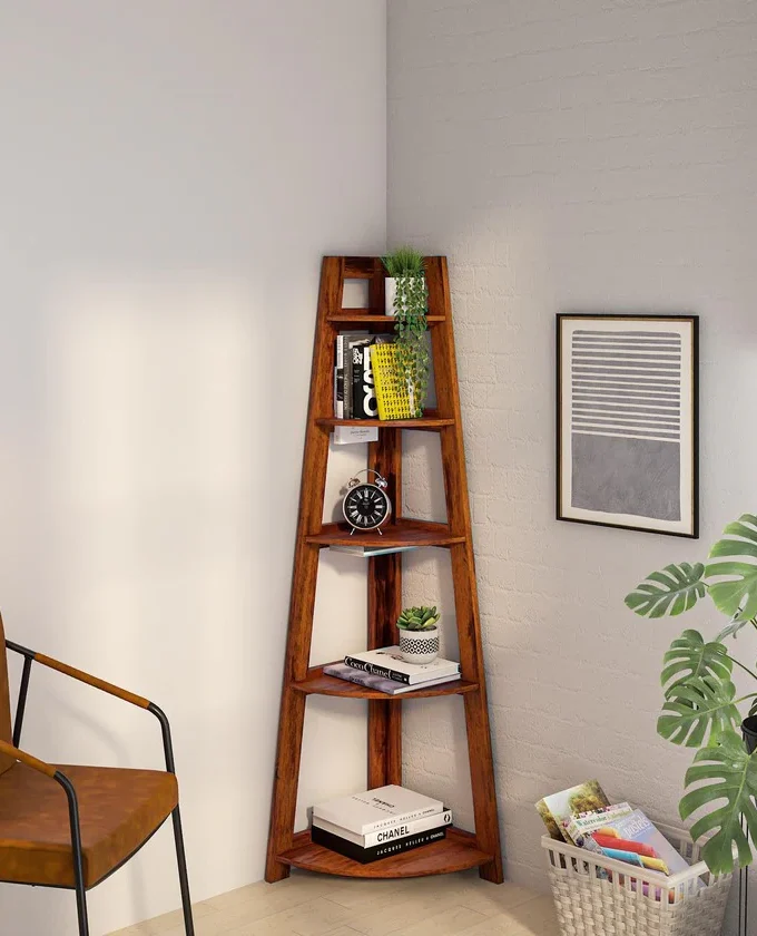 Kalpavriksh Solid Mango Wood Corner Bookshelve