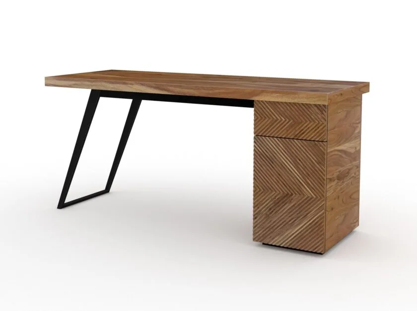 Kalpavriksh Solid Acacia Wood and Carbon Steel Study Table with One Drawer and One Door - Image 2