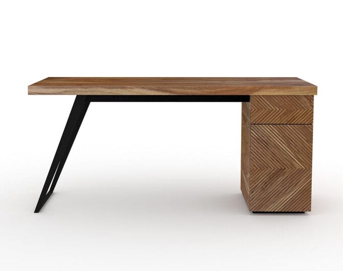 Kalpavriksh Solid Acacia Wood and Carbon Steel Study Table with One Drawer and One Door