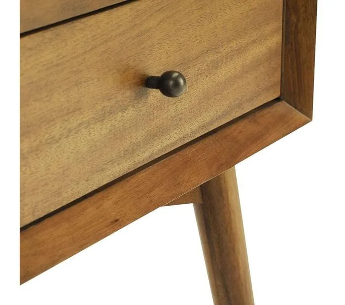 Kalpavriksh Solid Acacia Wood Bed Side Table With Two Drawer - Image 4