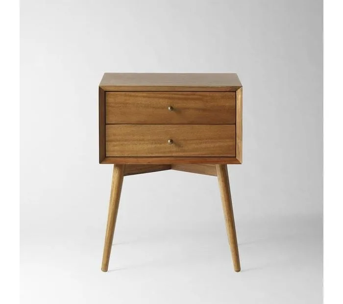 Kalpavriksh Solid Acacia Wood Bed Side Table With Two Drawer - Image 3
