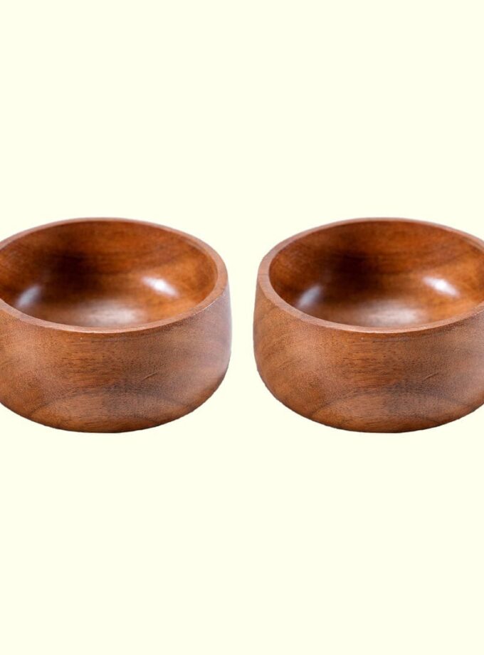 Kalpavriksh Solid Acacia Wood Bowls Set Of Two