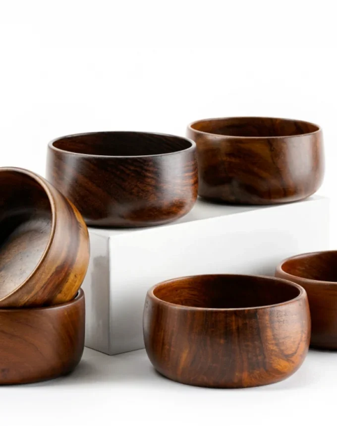 Kalpavriksh Solid Acacia Wood Bowls Set Of Six