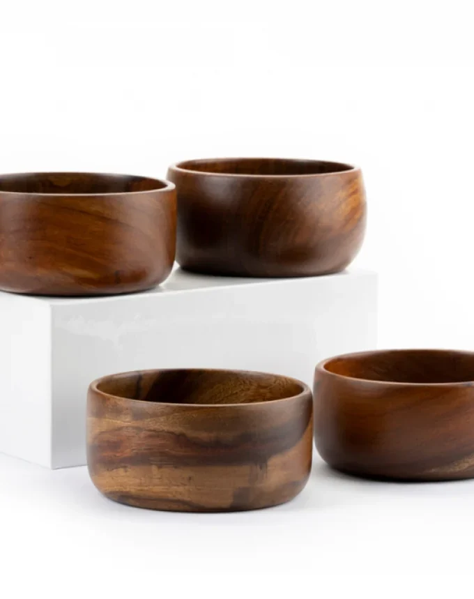 Kalpavriksh Solid Acacia Wood Bowls Set Of Four