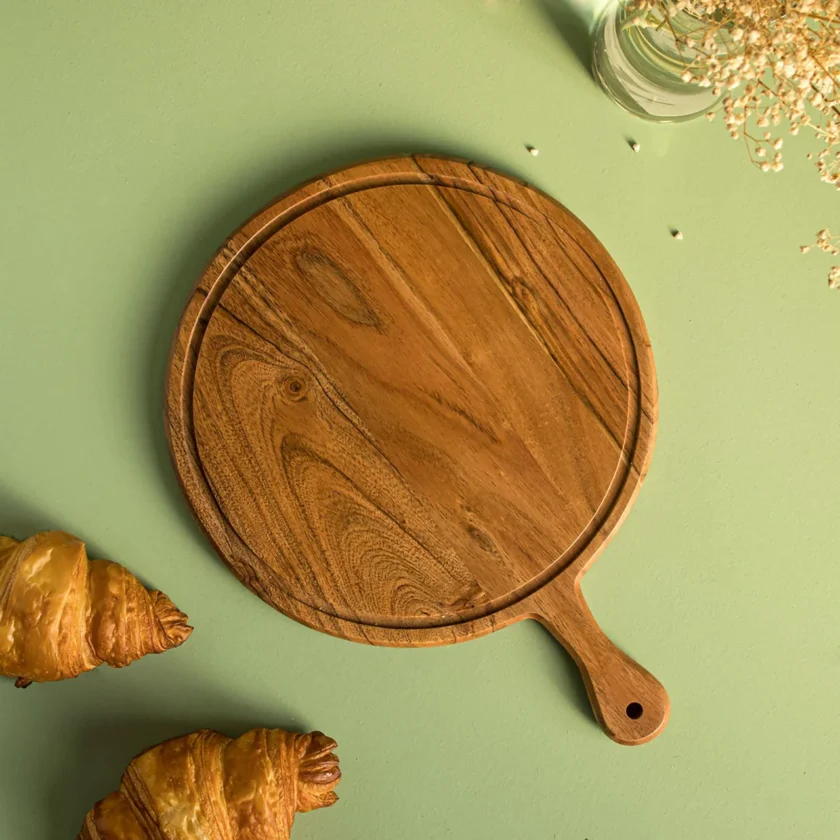 Kalpavriksh Solid Acacia Wood Pizza Platter - Image 3