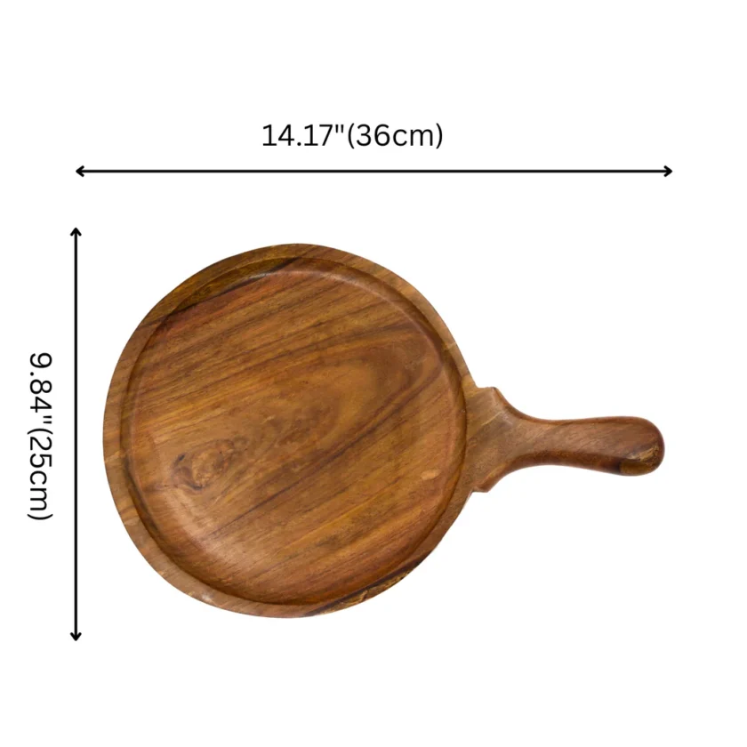 Kalpavriksh Solid Acacia Wood Pizza Platter - Image 2