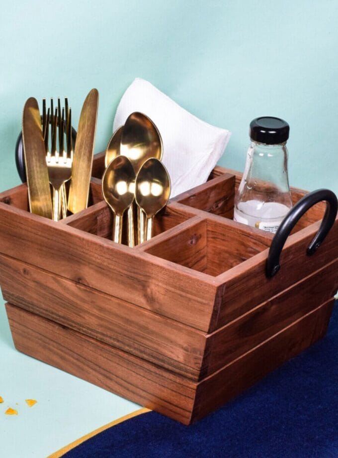 Kalpavriksh Solid Mango Wood Cutlery Holder/Stand