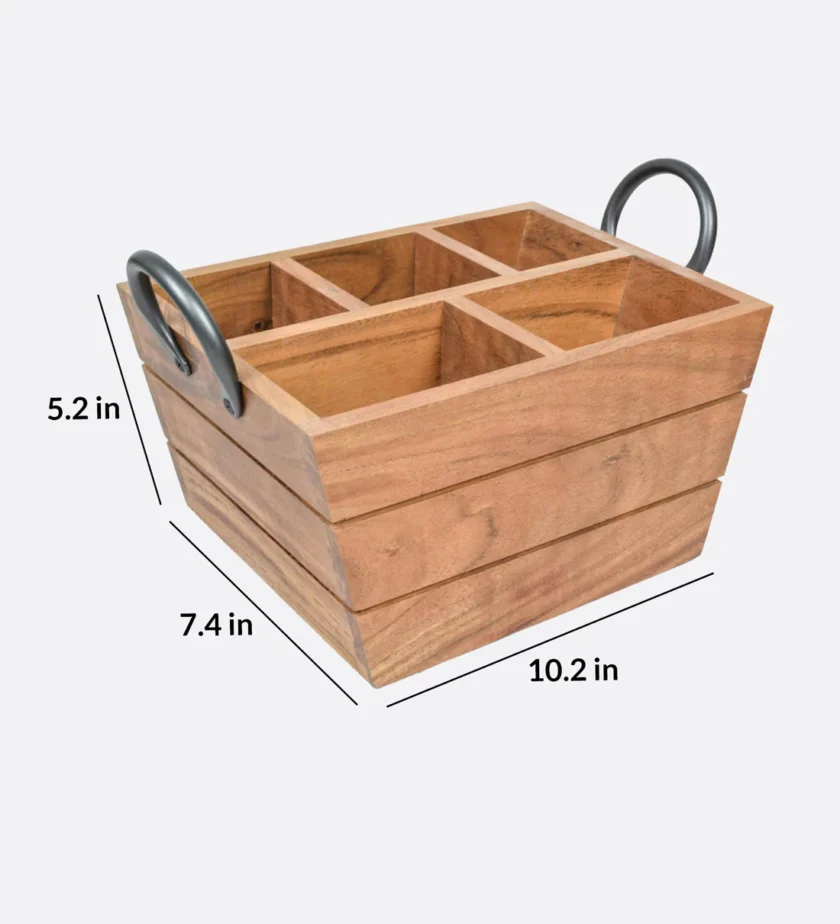 Kalpavriksh Solid Mango Wood Cutlery Holder/Stand - Image 5