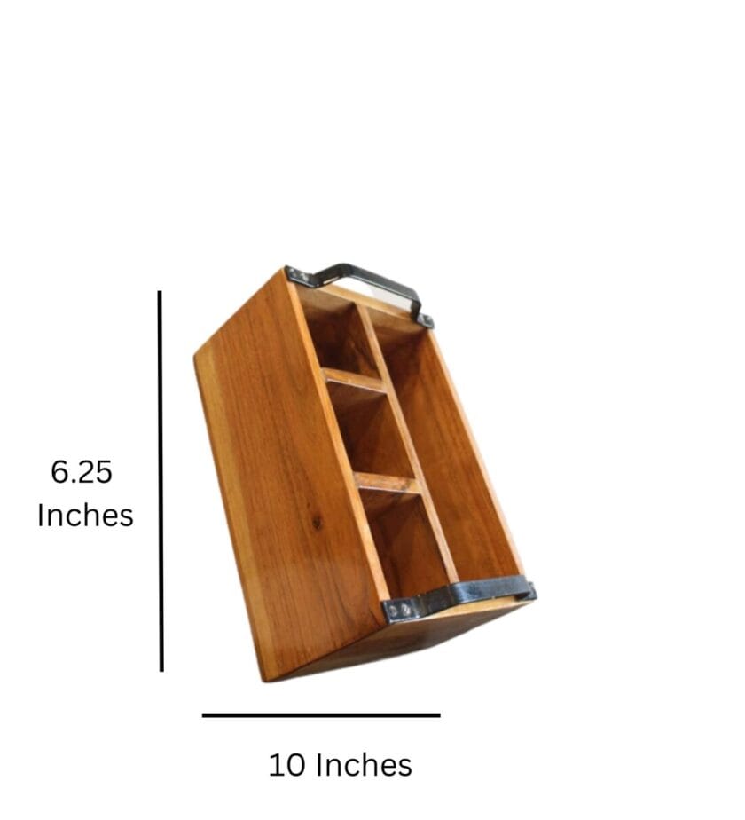 Kalpavriksh Solid Acacia Wood Cutlery Holder/Stand - Image 2