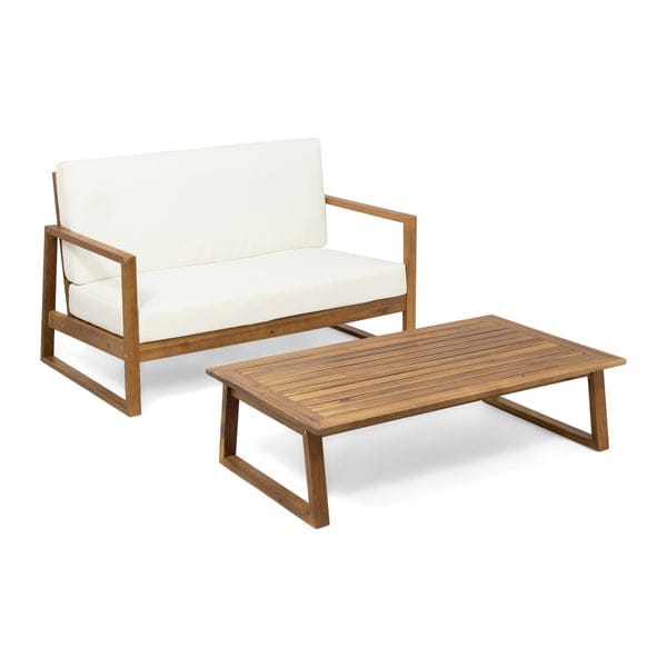 Kalpavriksh International Outdoor Solid Acacia Wood Chat Set With Coffee Table