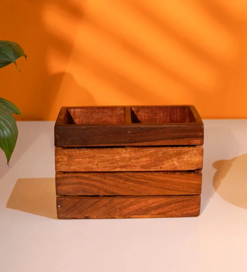 Kalpavriksh Solid Acacia Wood Cutlery Holder/Stand - Image 4