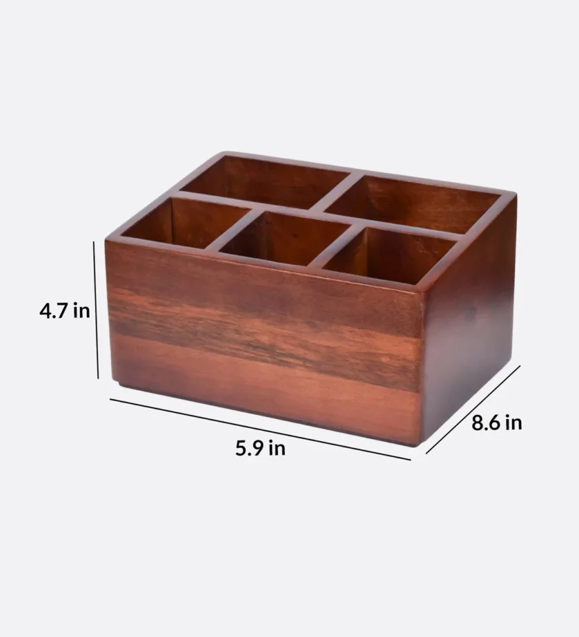 Kalpavriksh Solid Acacia Wood Cutlery Holder/Stand - Image 3